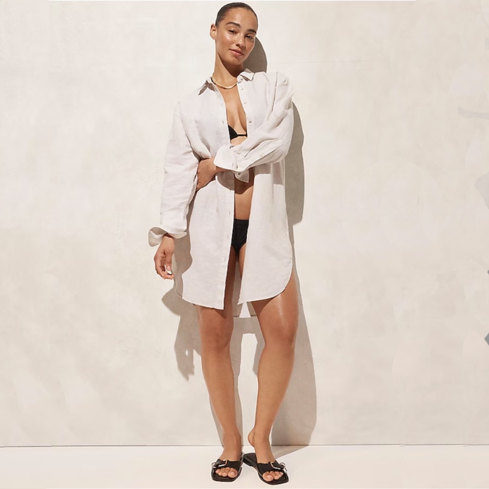 J. Crew  Relaxed-fit beach shirt in linen-cotton blend